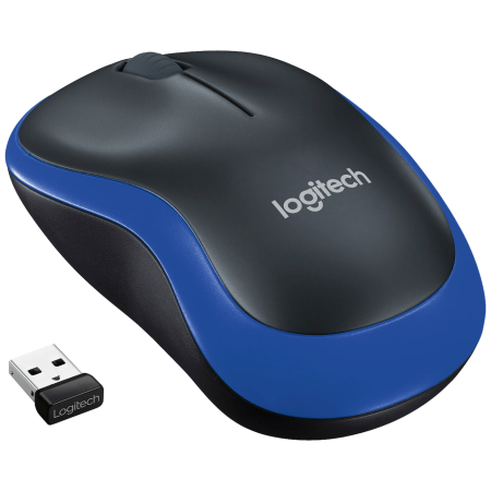 Logitech Miš bežični, 2.4 GHz, 1000 dpi, USB nano, Blue - M185