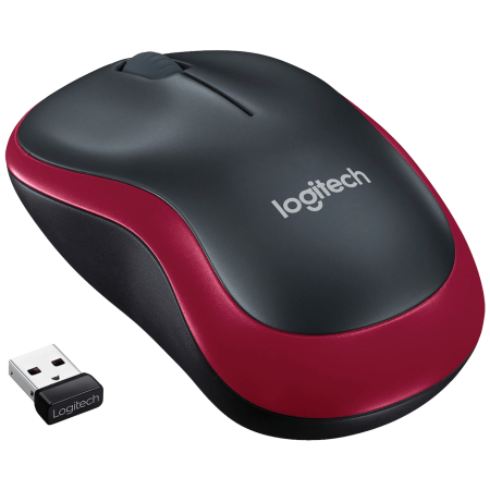 Logitech Miš bežični, 2.4 GHz, 1000 dpi, USB nano, Red - M185