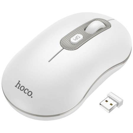 hoco. Miš bežični, optički, 1600 dpi, 2.4 GHz, USB nano - GM21 Platinum White/Gray