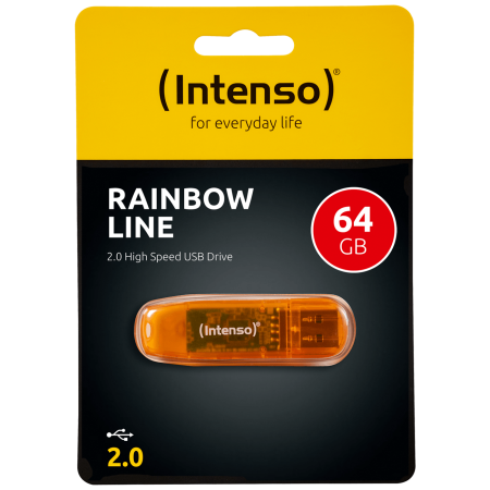 (Intenso) USB Flash drive 64GB Hi-Speed USB 2.0, Rainbow Line, ORANGE - USB2.0-64GB/Rainbow