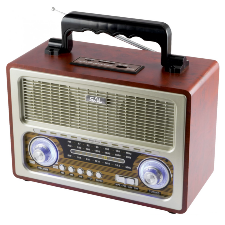 SAL Retro radio + BT bežični zvučnik, 4in1, FM, MP3, AUX - RRT 3B