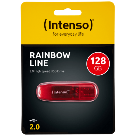 (Intenso) USB Flash drive 128GB Hi-Speed USB 2.0, Rainbow Line, RED - USB2.0-128GB/Rainbow