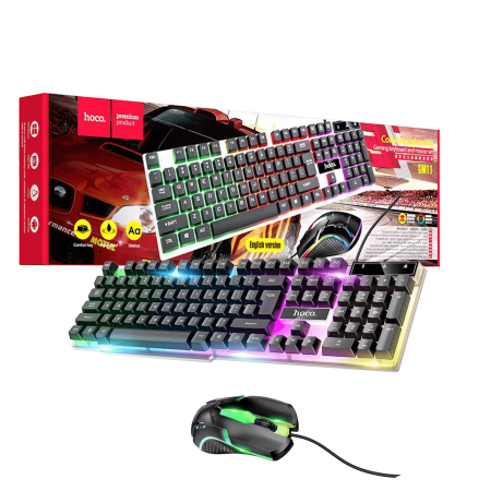 hoco. Tipkovnica+miš, gaming set, RGB osvjetljenje, USB - GM11