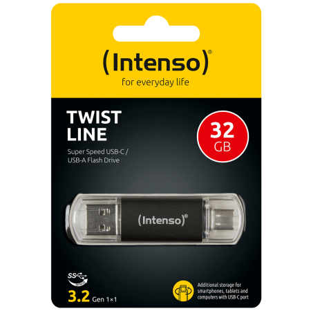 (Intenso) USB Flash drive 32GB, USB 3.2, USB-C, USB-A, Twist Line - USB3.2-32GB/Twist Line