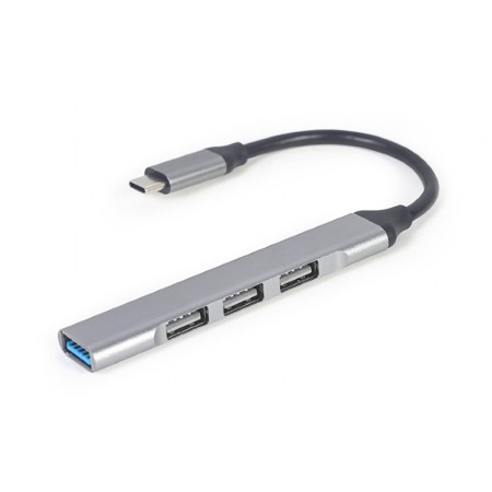 USB HUB GEMBIRD 4-port Type-C GEMBIRD (USB3 x 1 port, USB2 x 3 ports), silver, UHB-CM-U3P1U2P3-02