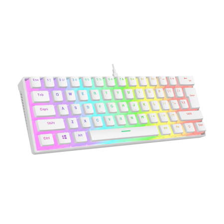 Tastatura gaming RAMPAGE RADIANT K11 white, blue switch, Type-C, RGB,  US Layout, pudding keycaps