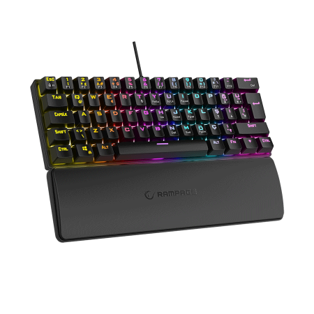 Tastatura gaming RAMPAGE PLOWER K60 Black US Layout Wrist Support Blue Switch Gaming Keyboard