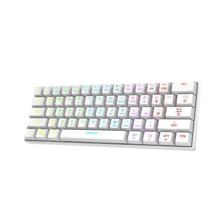 Tastatura gaming RAMPAGE KB-RX63 B-ATOM White Bluetooth RGB Backlight RED SWITCH US Layout 63 Mini