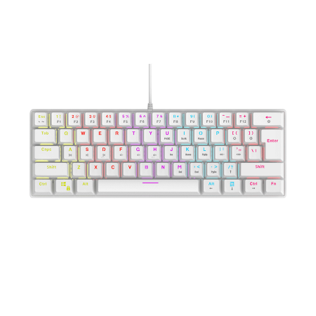 Tastatura gaming RAMPAGE PLOWER K60 White US Layout Wrist Support Blue Switch Gaming Keyboard