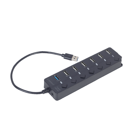 USB HUB 7-portni (1 x USB 3.1 + 6 x USB 2.0) sa prekidačima, crni UHB-U3P1U2P6P-01