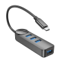 USB HUB Type-C BOROFONE DH5 Erudite 4 port black, USB3.0